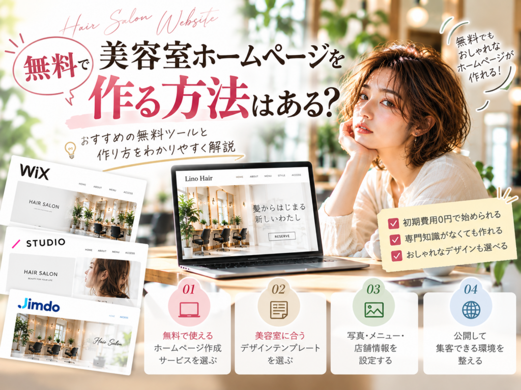 無料で美容室ホームページを作る方法｜無料ホームページ作成サービスの選び方と作成手順