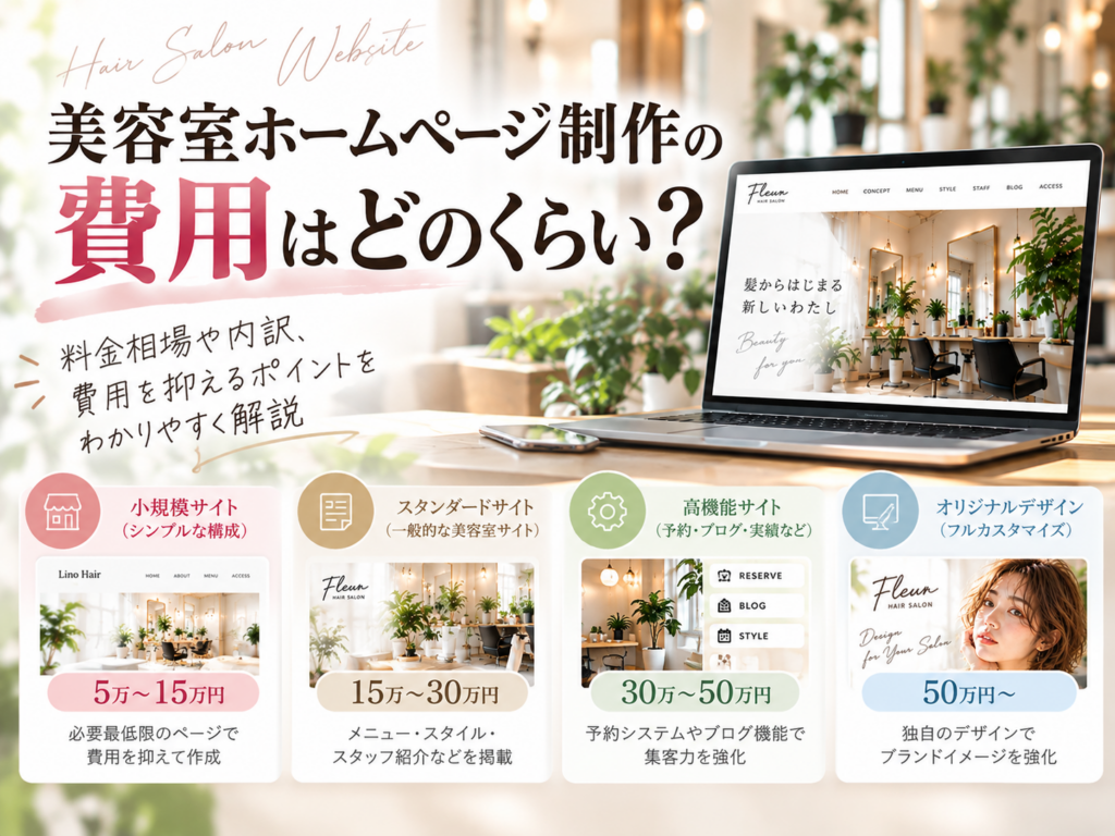 美容室ホームページ制作の費用相場｜サイト規模や機能別の料金目安を解説