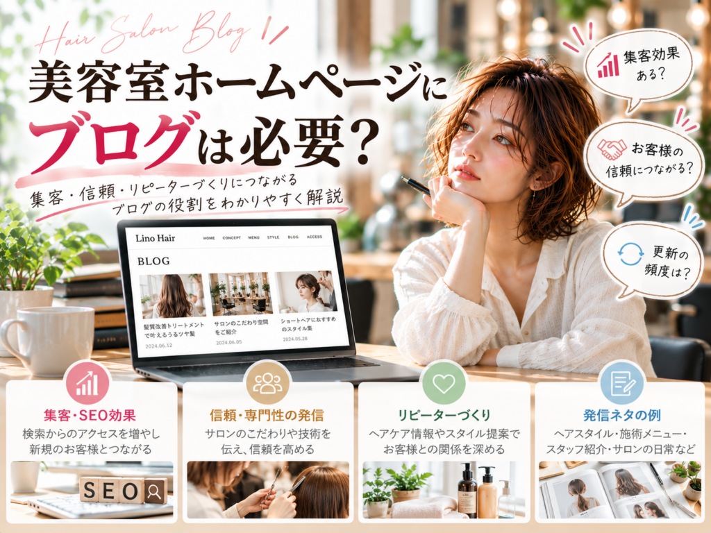 美容室ホームページにブログは必要？SEO・集客・信頼獲得・リピーターづくりへの活用方法