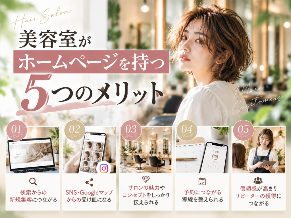 美容室がホームページを持つ5つのメリット｜検索集客・SNS連携・予約導線・信頼性向上