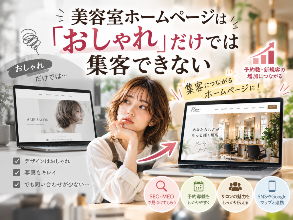 美容室ホームページはおしゃれだけでは集客できない｜SEO・MEO・予約導線・SNS連携が重要