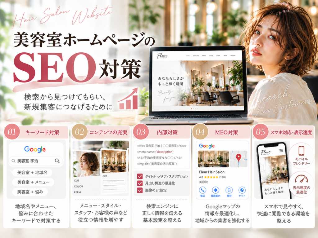 美容室ホームページのSEO対策｜キーワード・コンテンツ・内部対策・MEO・スマホ対応