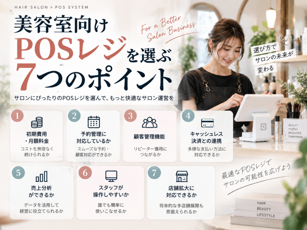 美容室向けPOSレジを選ぶ7つのポイント｜料金・顧客管理・予約・決済機能を比較