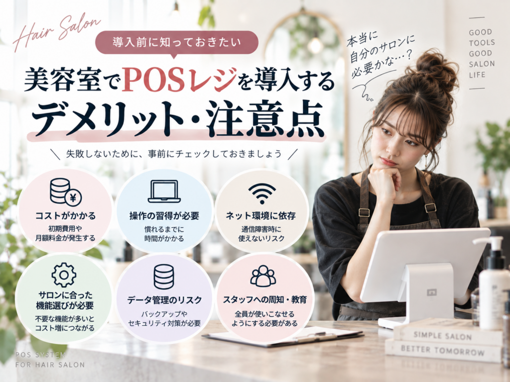 美容室でPOSレジを導入するデメリット・注意点｜費用・操作・機能選びを解説