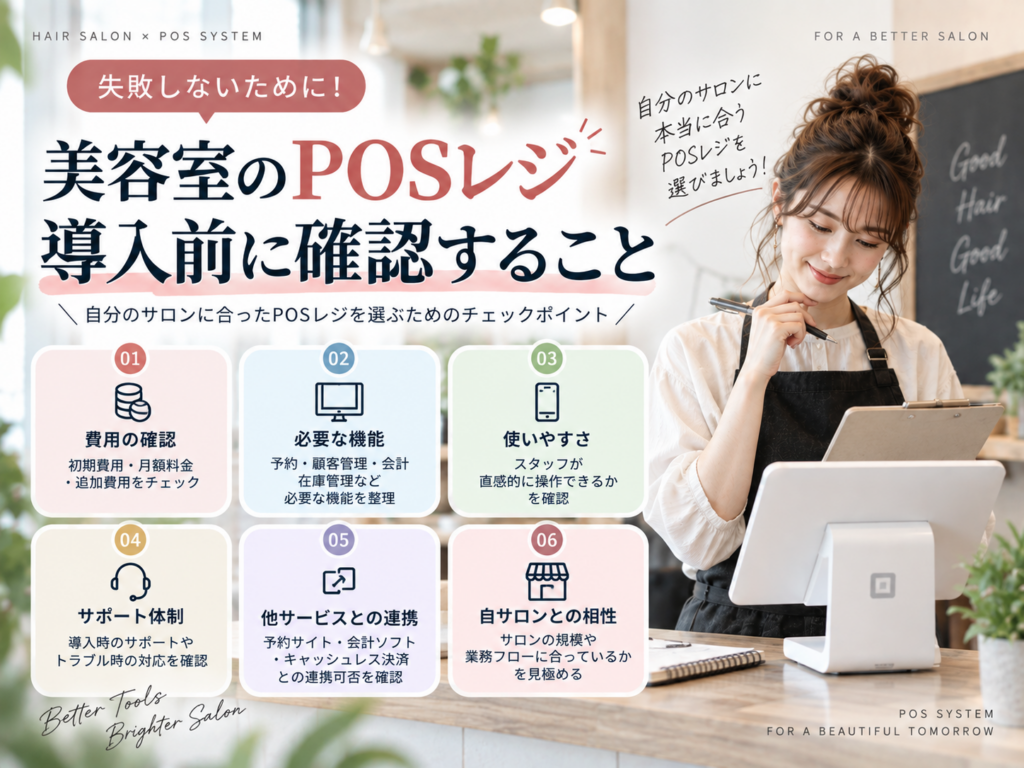 美容室のPOSレジ導入前に確認すること｜費用・機能・使いやすさ・サポートをチェック