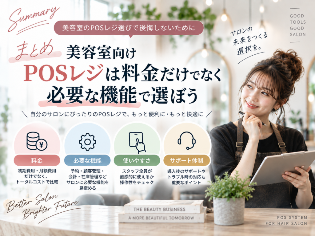 美容室向けPOSレジは料金だけでなく必要な機能で選ぶ｜選び方のポイント