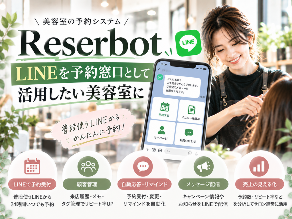 ReserbotでLINEを予約窓口として活用する美容室|LINE予約・顧客管理・リマインドを効率化