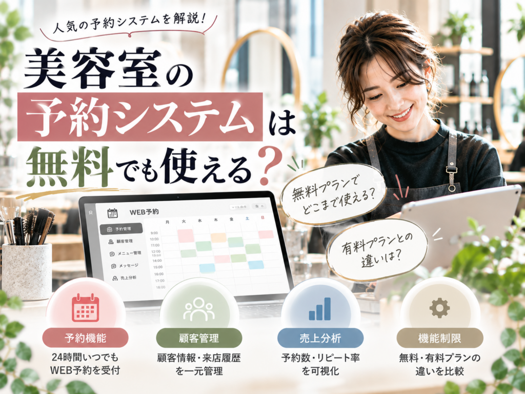 美容室の予約システムは無料でも使える?無料・有料プランの機能や違いを比較