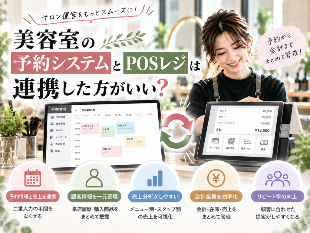 美容室の予約システムとPOSレジは連携した方がいい?予約・顧客情報・売上管理を一元化するメリット