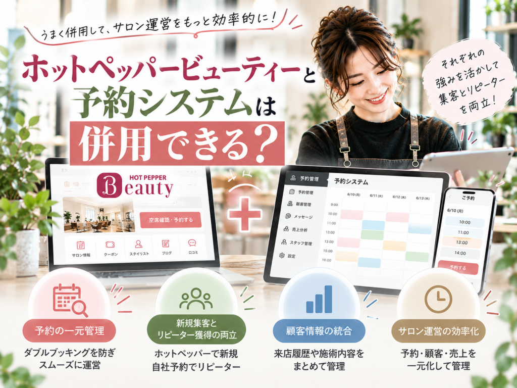 ホットペッパービューティーと美容室の予約システムは併用できる?予約管理・集客・顧客管理を効率化