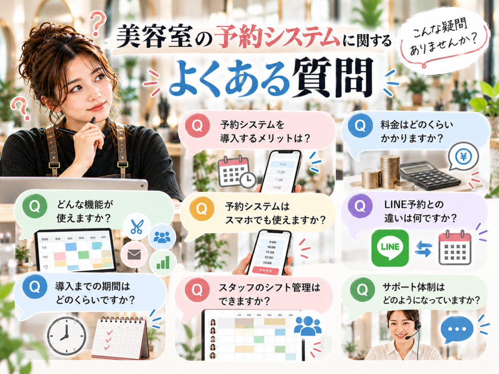 美容室の予約システムに関するよくある質問|料金・機能・LINE予約・導入方法を解説