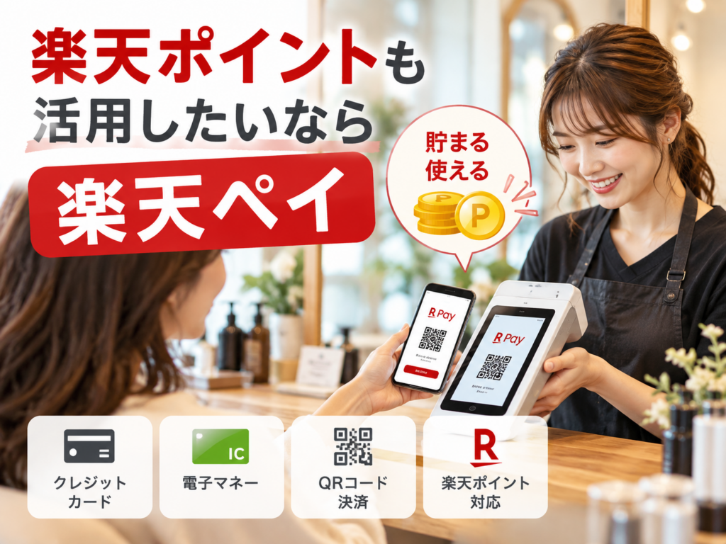 楽天ペイのキャッシュレス決済と楽天ポイントの利用・付与に対応した美容室の会計