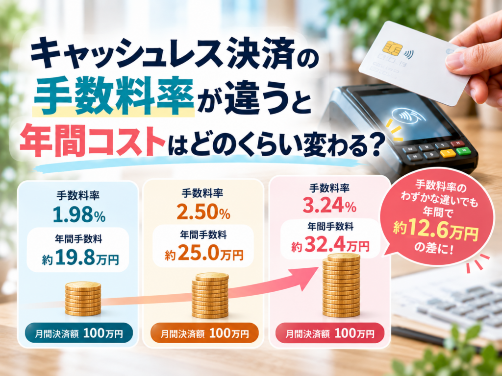 キャッシュレス決済の手数料率による年間コストの違いを比較