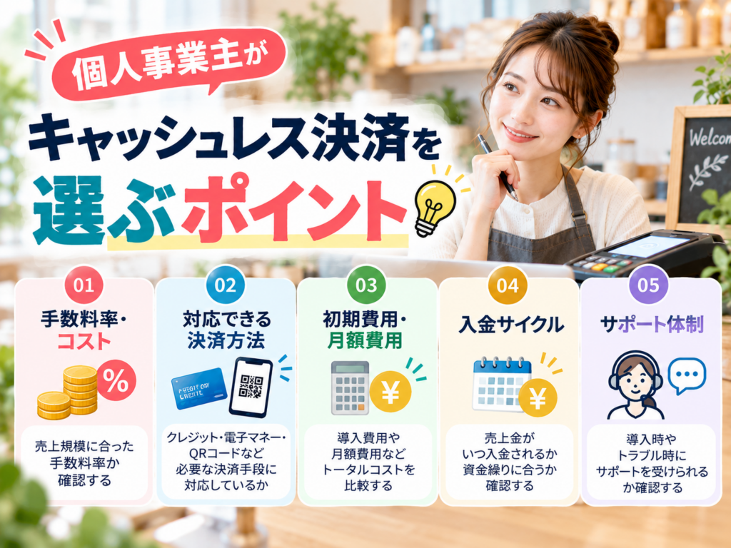 個人事業主がキャッシュレス決済を選ぶポイントを解説