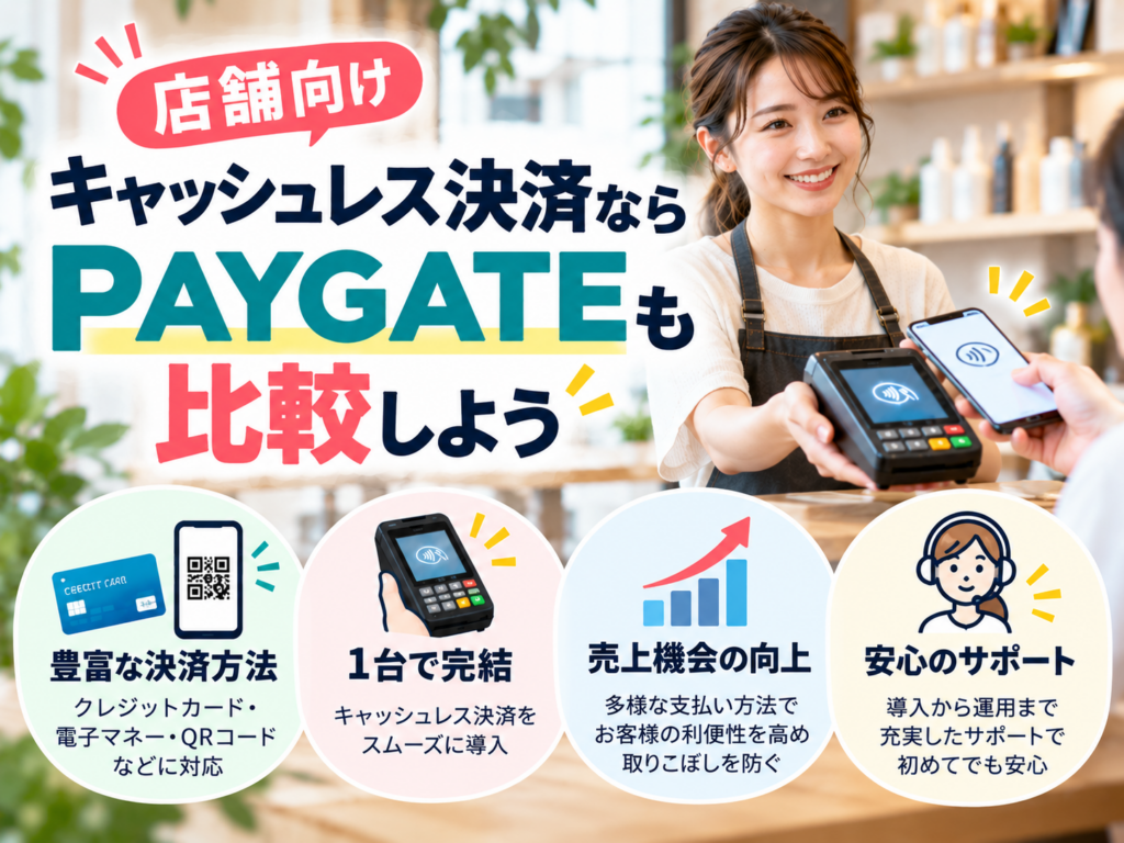 店舗向けキャッシュレス決済PAYGATEの特徴と比較ポイントを解説