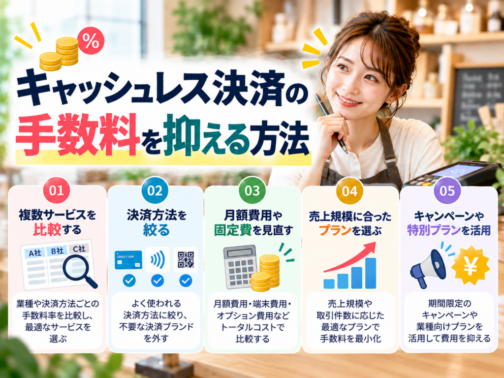 キャッシュレス決済の手数料を抑える方法と比較ポイントを解説