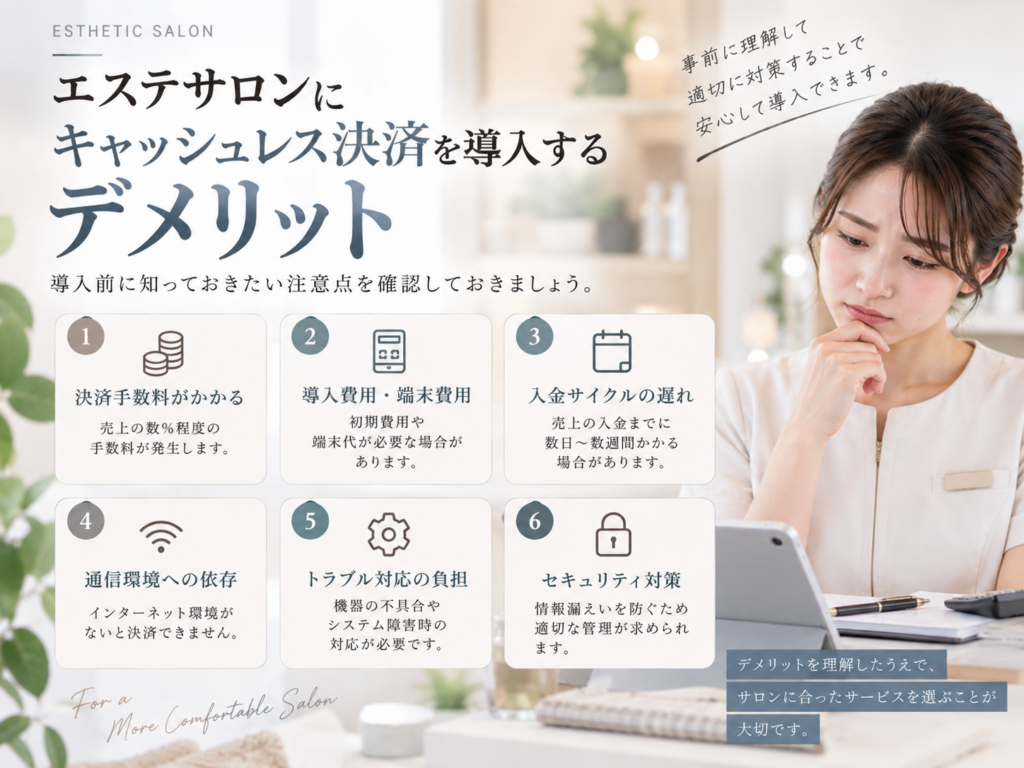 エステサロンにキャッシュレス決済を導入するデメリットと注意点