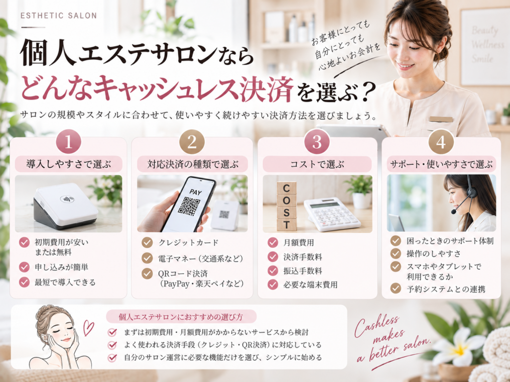 個人エステサロン向けキャッシュレス決済の選び方と比較ポイント