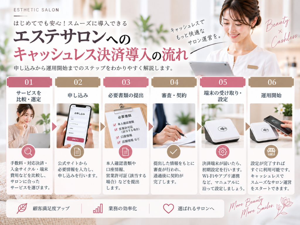 エステサロンへのキャッシュレス決済導入の流れを申し込みから運用開始まで解説