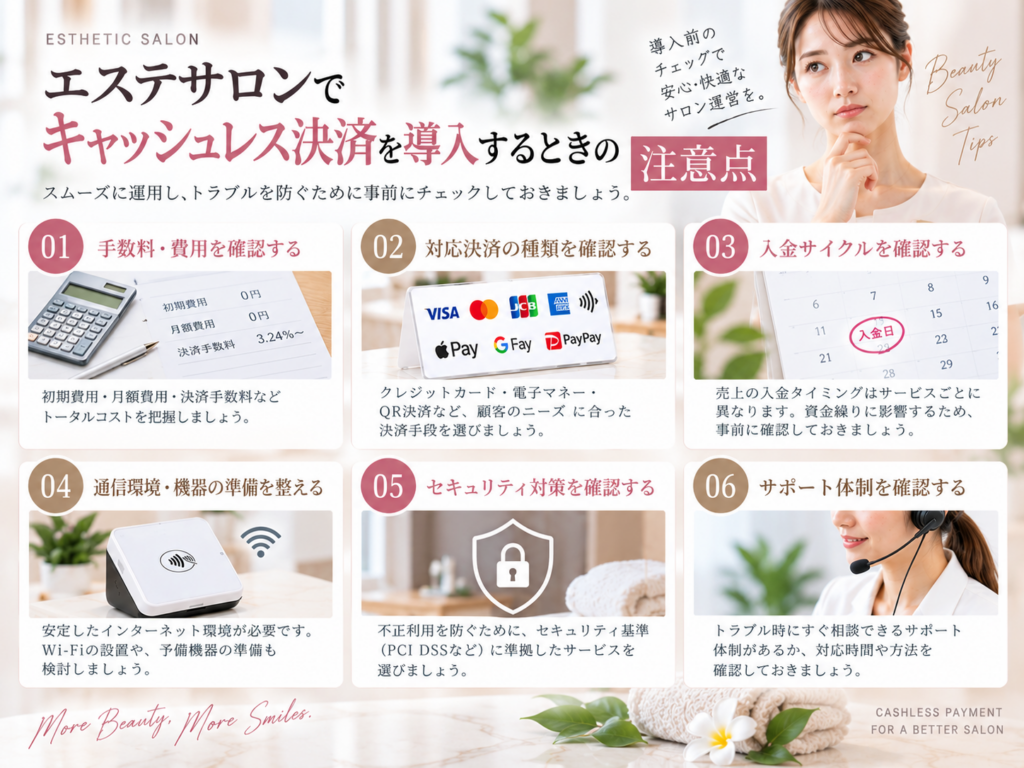 エステサロンでキャッシュレス決済を導入するときの注意点と確認ポイント