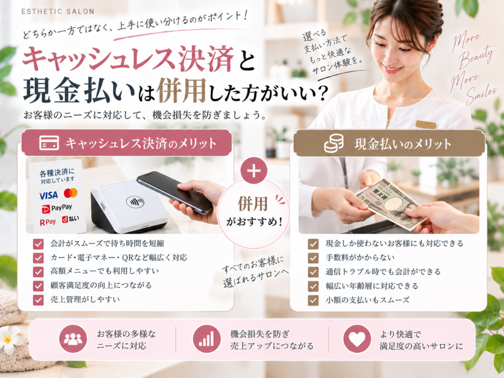 エステサロンはキャッシュレス決済と現金払いを併用すべきかメリットを比較