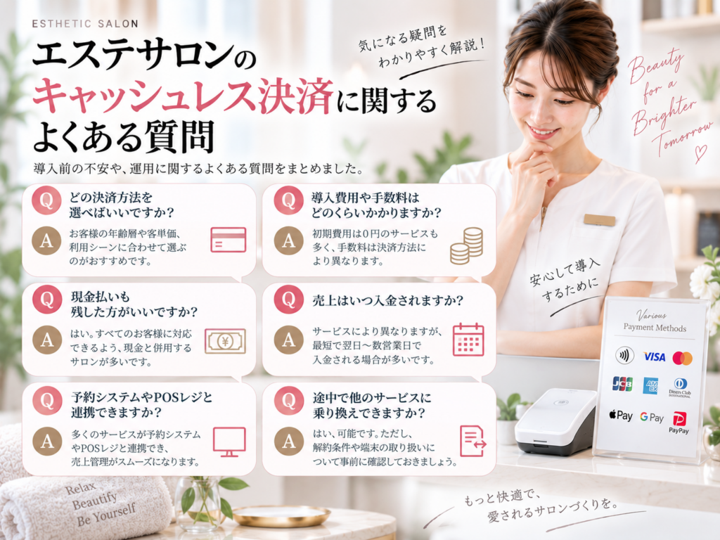 エステサロンのキャッシュレス決済に関するよくある質問と導入・手数料の疑問