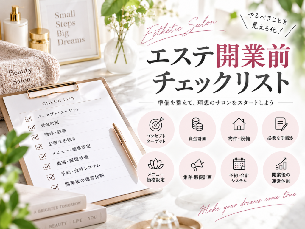 エステ開業前に確認したい資金計画・物件・手続き・集客・予約・会計のチェックリスト