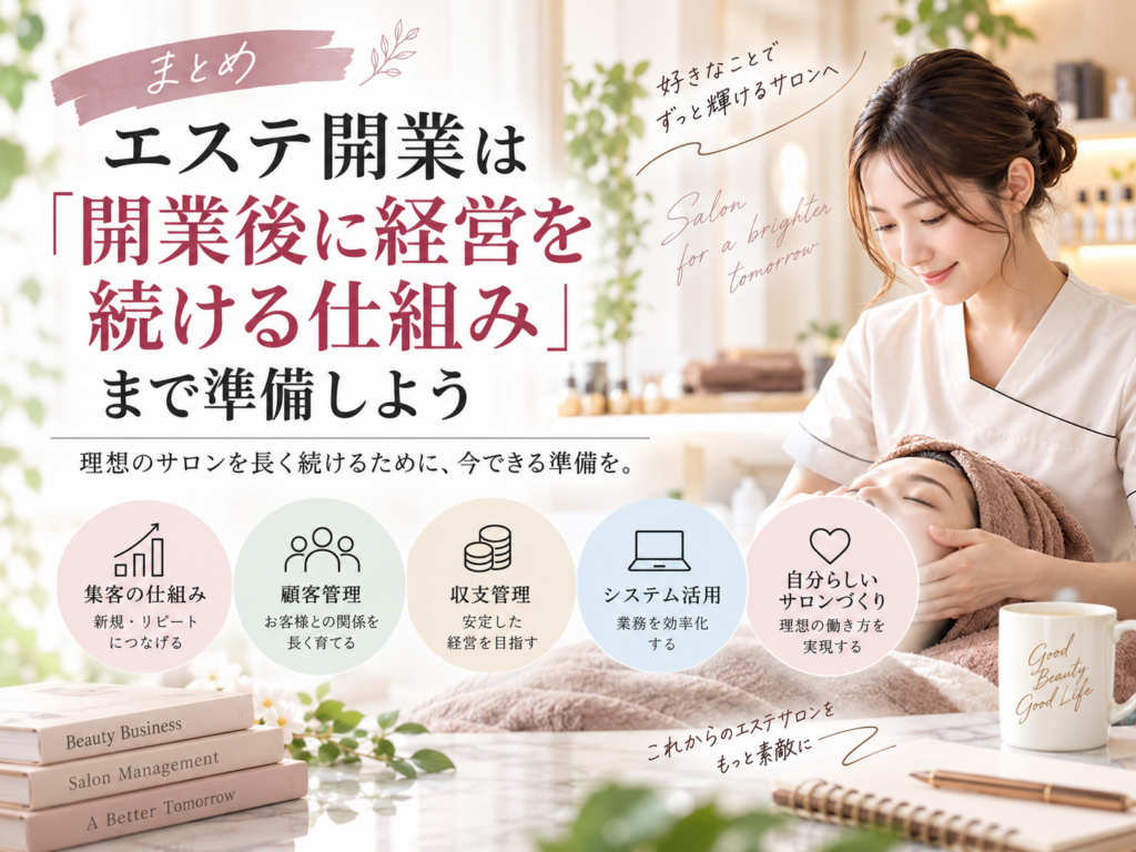 エステ開業後も安定した経営を続けるための集客・顧客管理・収支管理・システム活用