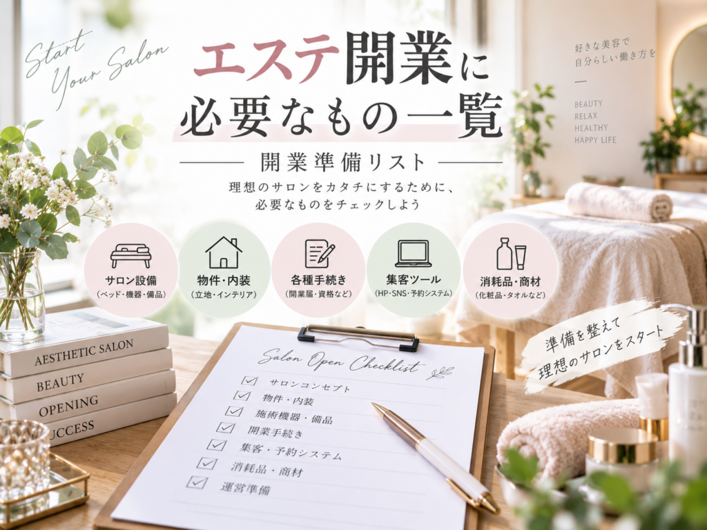 エステ開業に必要なもの一覧とサロン設備・物件・手続き・集客ツールの準備リスト