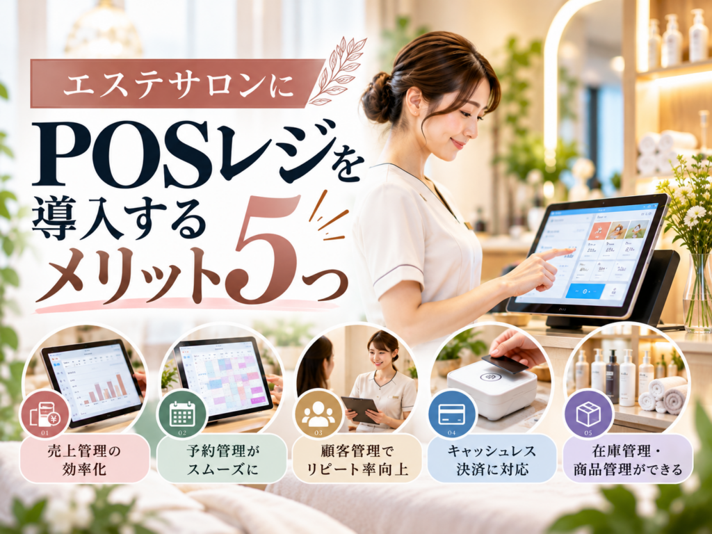 エステサロンにPOSレジを導入するメリット5つ|売上管理・予約管理・顧客管理・キャッシュレス決済・在庫管理を解説