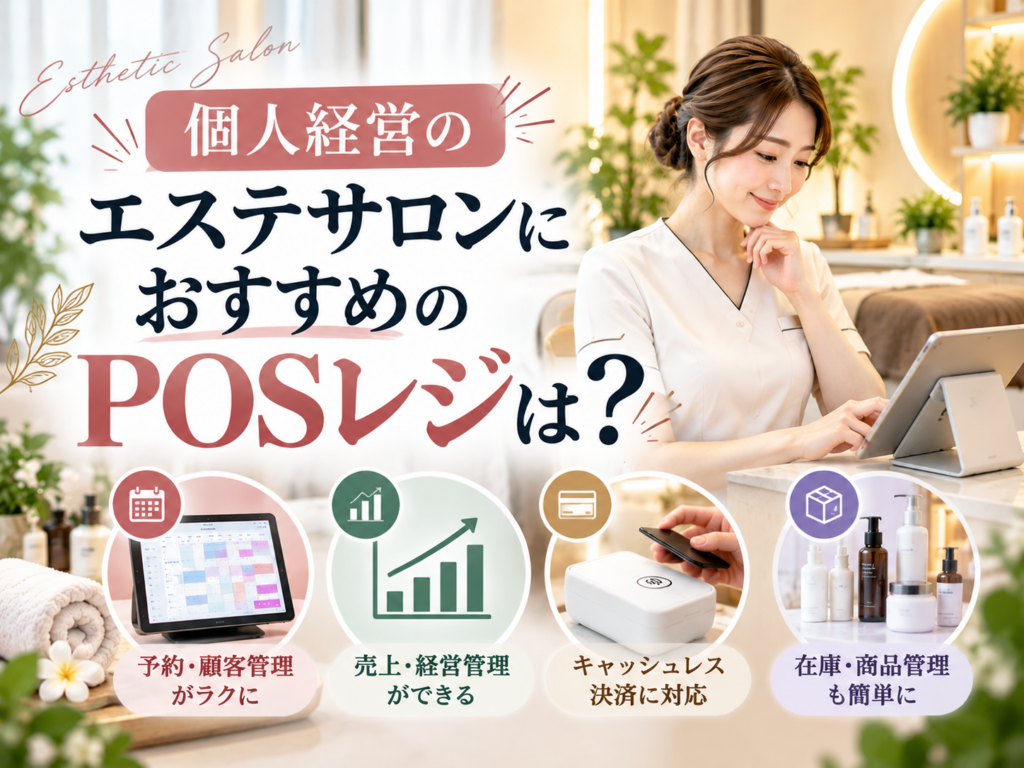 個人経営のエステサロンにおすすめのPOSレジ|予約・顧客管理、売上分析、キャッシュレス決済、在庫管理を紹介