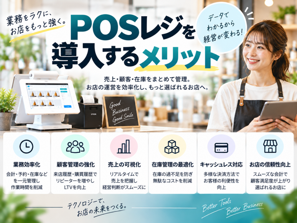 POSレジを導入するメリット|業務効率化・売上分析・顧客管理・在庫管理を改善