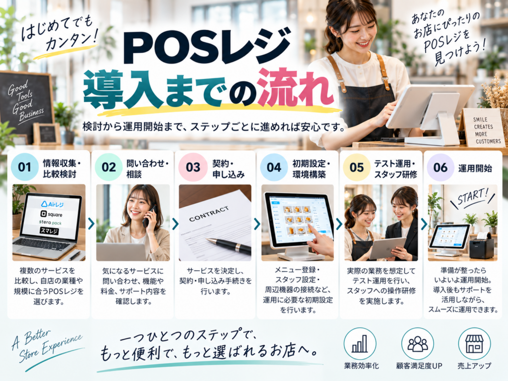 POSレジ導入までの流れ|比較検討から初期設定・運用開始までの手順