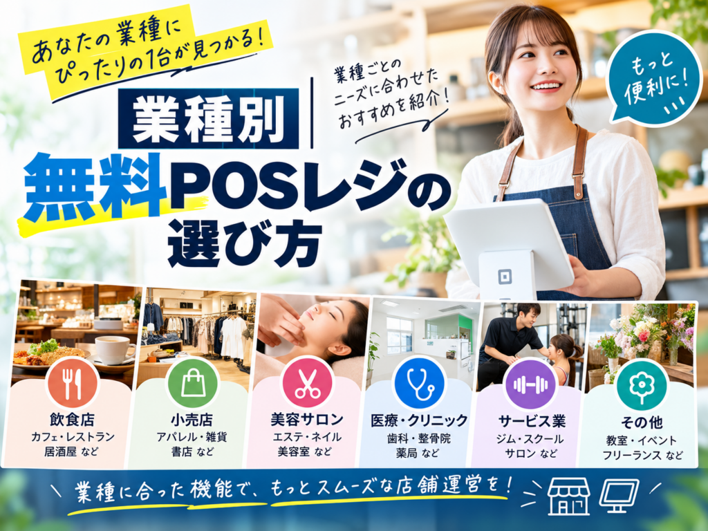 業種別の無料POSレジの選び方｜飲食店・小売店・美容サロン・クリニックなどを比較