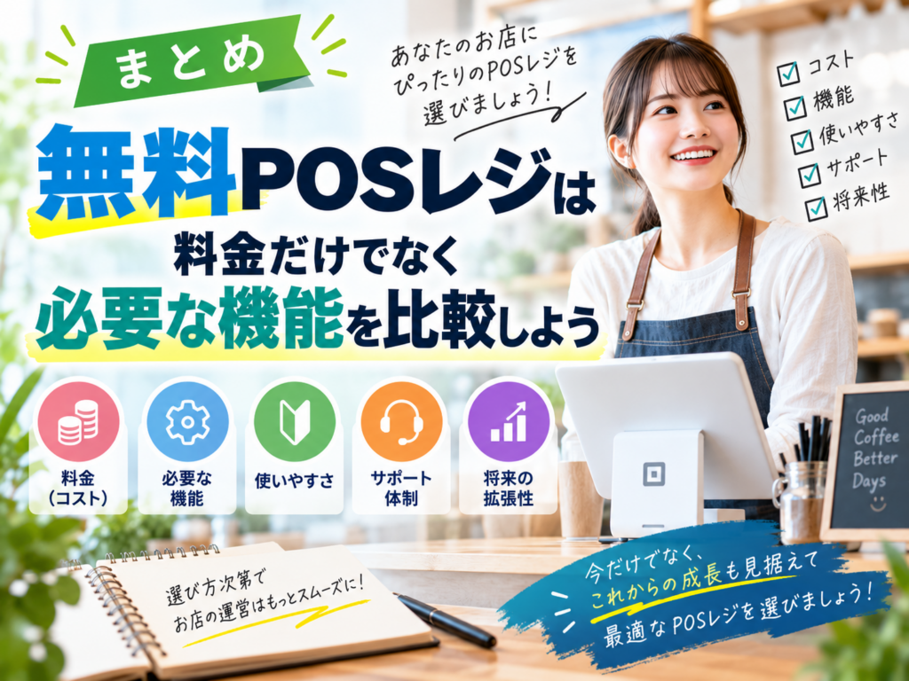 無料POSレジは料金だけでなく必要な機能・使いやすさ・サポート体制を比較して選ぼう