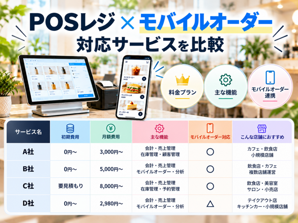 POSレジ×モバイルオーダー対応サービスの比較