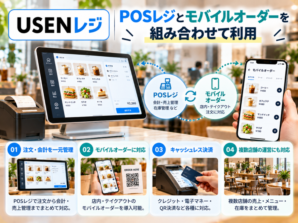 USENレジでPOSレジとモバイルオーダーを組み合わせて利用