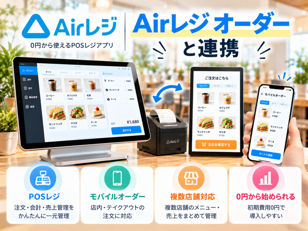 AirレジとAirレジ オーダーを連携したPOSレジ・モバイルオーダー