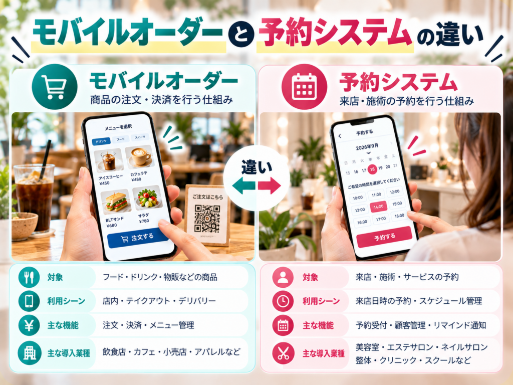 モバイルオーダーと予約システムの違いを比較