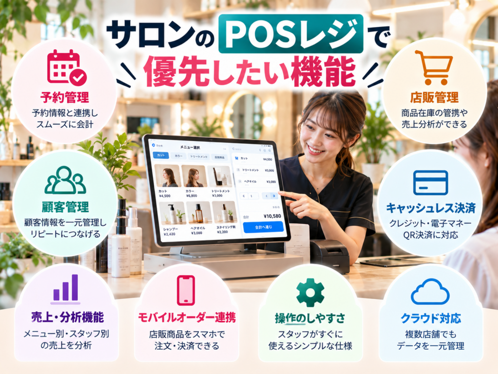 サロンのPOSレジで優先したい予約管理・顧客管理・決済などの機能
