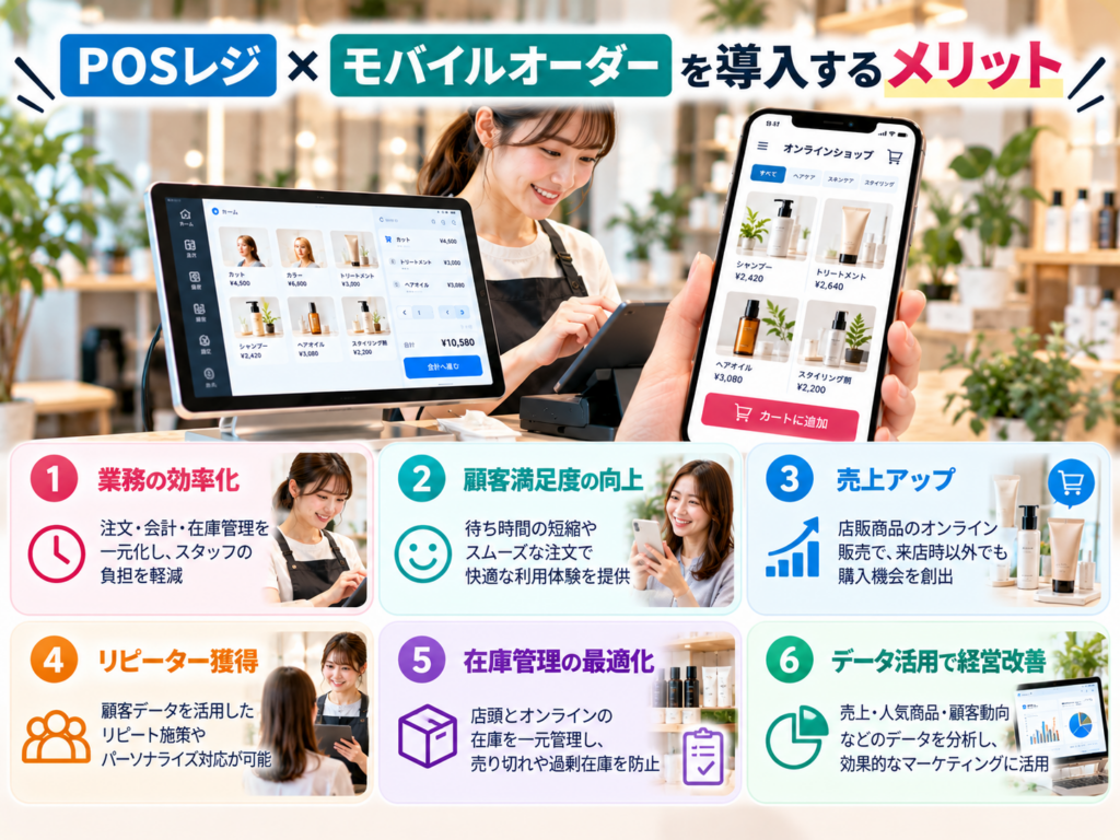 POSレジとモバイルオーダーを導入するメリットと店舗業務の効率化