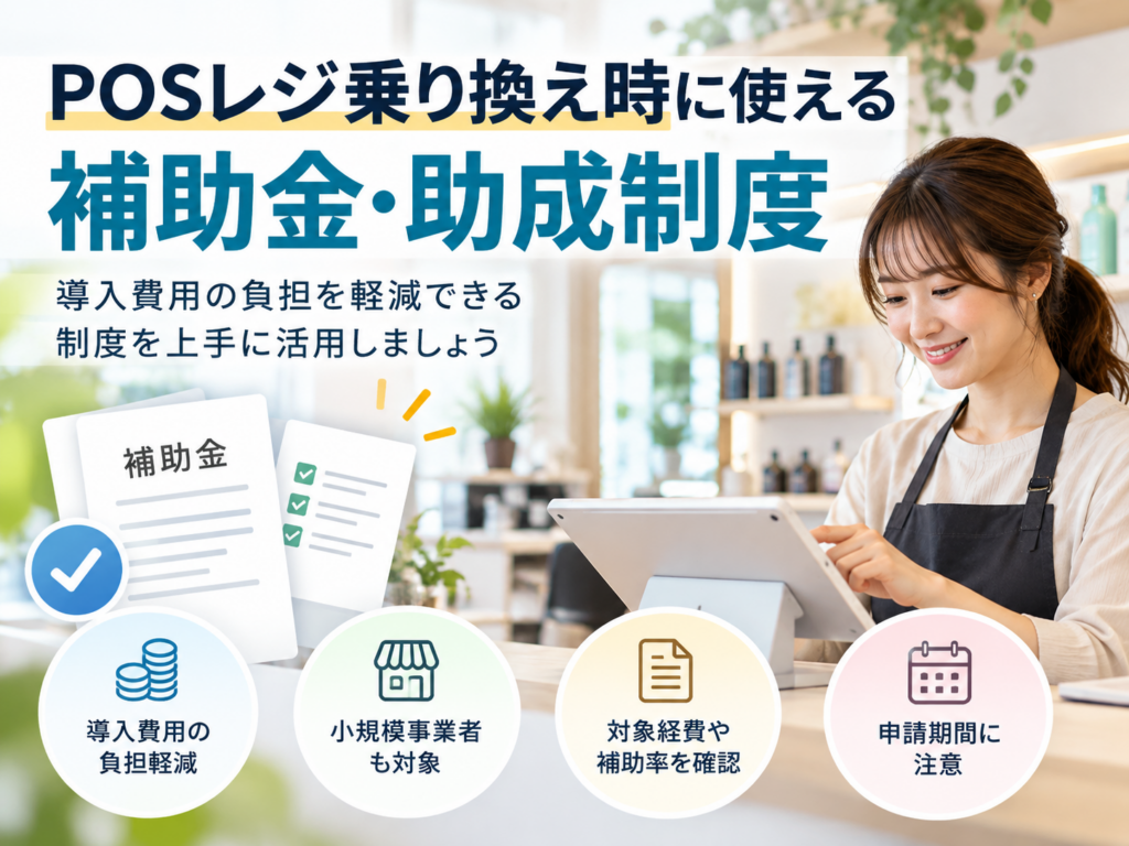 POSレジ乗り換え時に使える補助金・助成制度|対象経費や申請時のポイントを解説