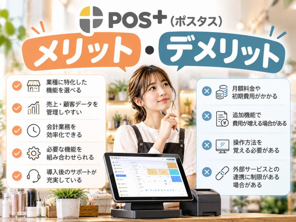 POS＋（ポスタス）のメリット・デメリットを比較｜業種別機能・売上管理・導入費用・サポート体制