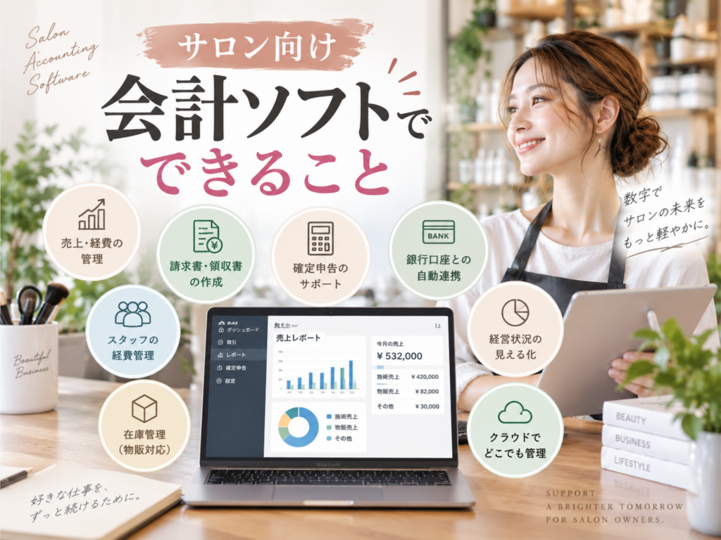 サロン向け会計ソフトでできること｜売上・経費管理や確定申告・銀行口座連携