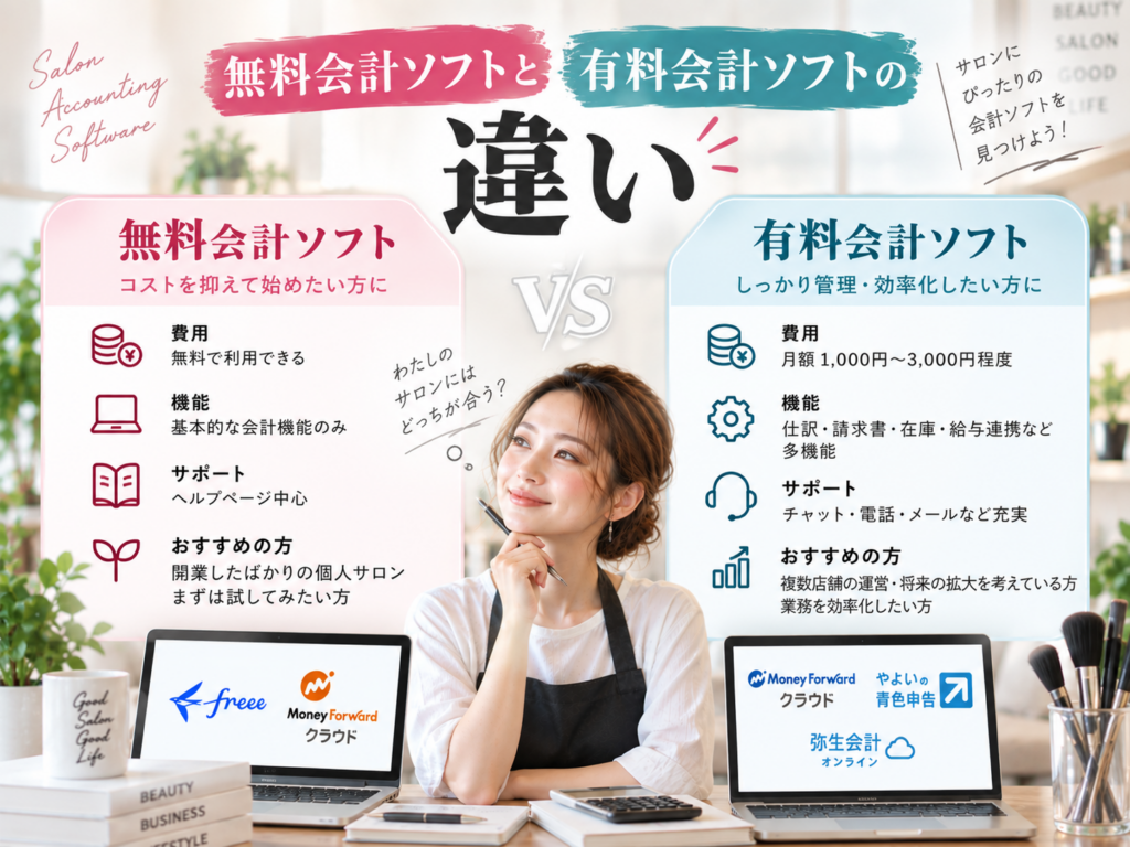 無料会計ソフトと有料会計ソフトの違い｜料金・機能・サポートを比較