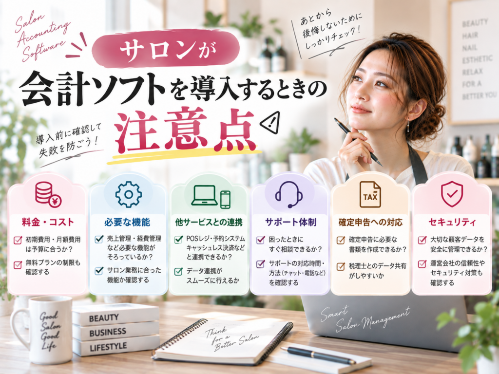 サロンが会計ソフトを導入するときの注意点｜料金・機能・連携・サポートを確認