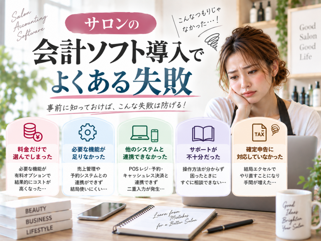 サロンの会計ソフト導入でよくある失敗｜料金・機能・連携・サポートの注意点