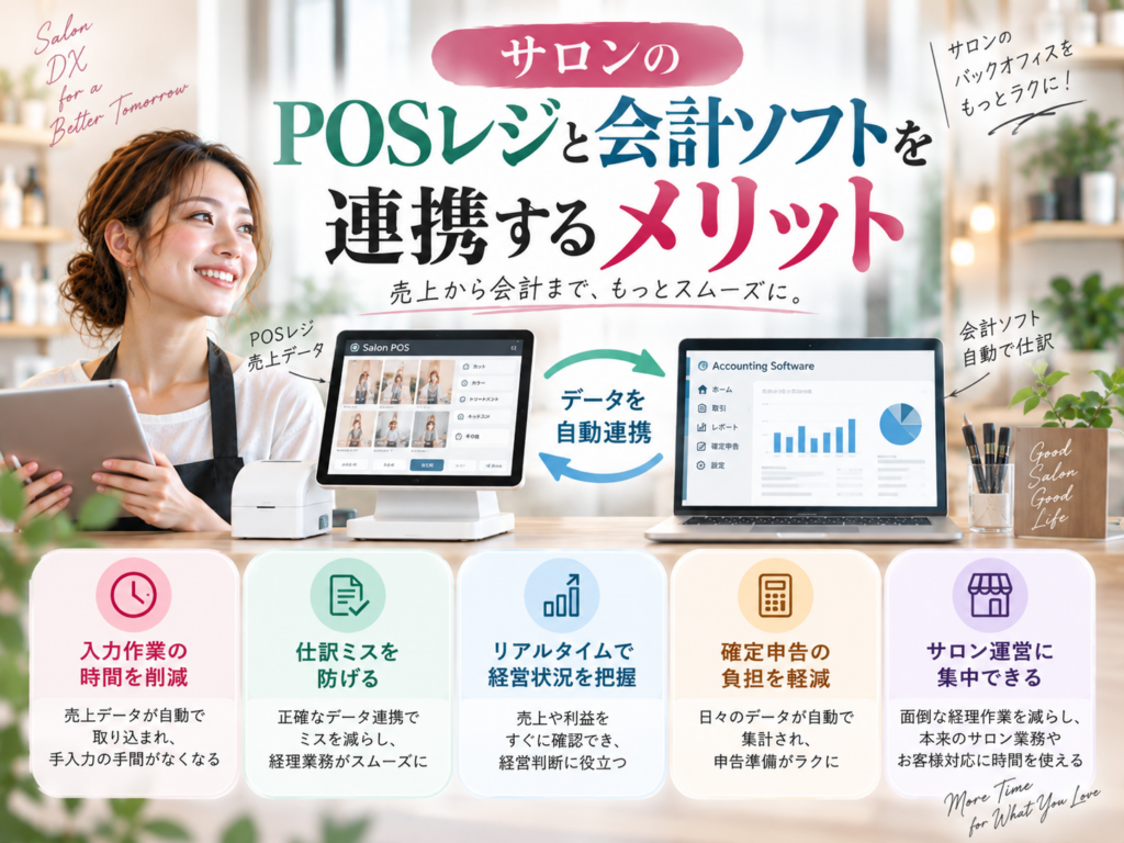 サロンのPOSレジと会計ソフトを連携するメリット｜売上データの自動連携で経理を効率化