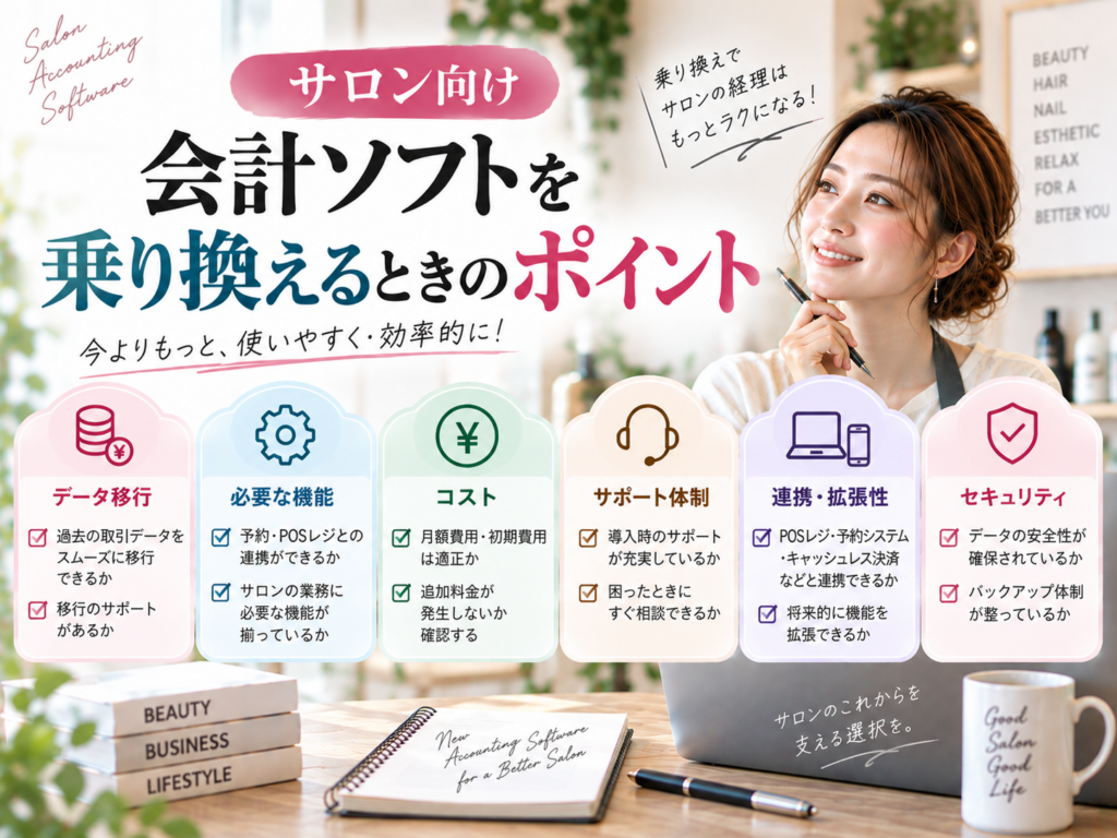 サロン向け会計ソフトを乗り換えるときのポイント｜データ移行・料金・機能・連携を確認