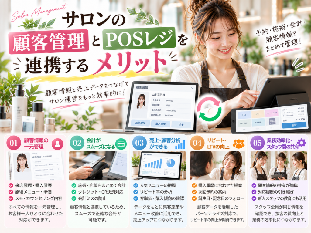 サロンの顧客管理とPOSレジを連携するメリットと売上・顧客分析の効率化